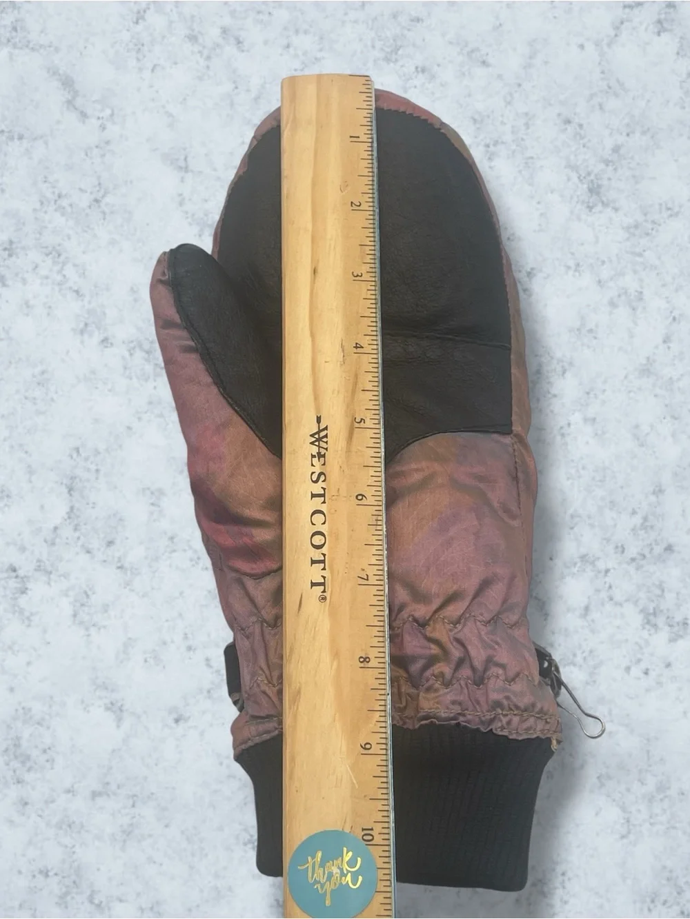 Vintage 90s Obermeyer Iridescent Liquid Satin Ski Mittens Pink Copper Medium